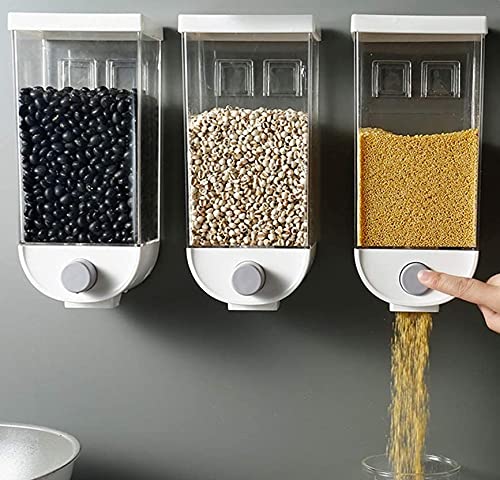 Wall Mount Cereal Dispenser, Dry Food Dispenser, Kitchen Food Storage Container Wall Mounted Oatmeal Dispenser for Beans, Grounds, Oatmeal, Dals. (1.5 Kg)