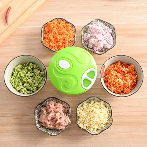 500ml Manual Food Chopper Vegetable Chopper Shredder Household Multifunction Food Processor Meat Machine Crusher Blender Tools (Green)