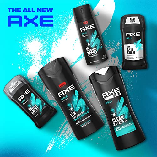 AXE Body Wash for Long Lasting Freshness Apollo Sage & Cedarwood Men's Body Wash with Odor-Busting Prebiotics, 16 Fl Oz (Pack of 4)