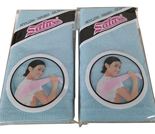 SALUX Nylon Japanese Beauty Skin Bath Wash Cloth/Towel - Blue 2 PACK