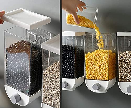 Wall Mount Cereal Dispenser, Dry Food Dispenser, Kitchen Food Storage Container Wall Mounted Oatmeal Dispenser for Beans, Grounds, Oatmeal, Dals. (1.5 Kg)