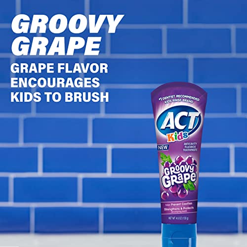 ACT Kids Anticavity Fluoride Toothpaste, Groovy Grape, 4.6 oz.