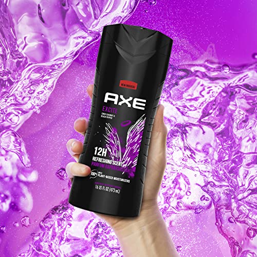 AXE Body Wash 12h Refreshing Scent Excite Crisp Coconut and Black Pepper Men's Body Wash with 100 percent Plant-Based Moisturizers 16 oz