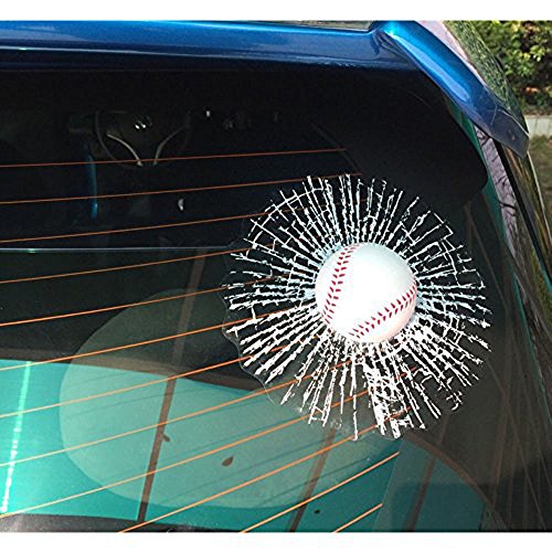 COGEEK Broken Glass 3D Sticker Car Window Ball Hits Self Adhesive Funny Car Stickers (Baseball)