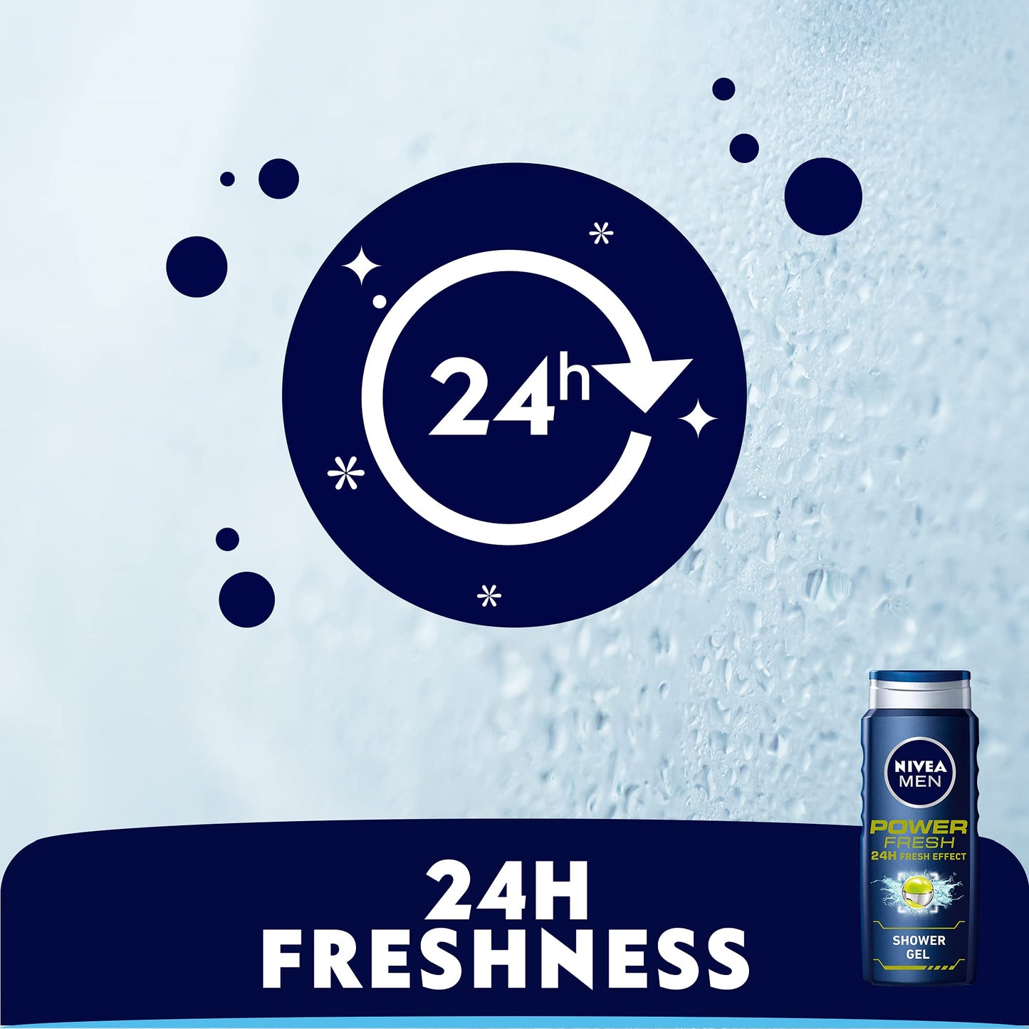 NIVEA MEN 3in1 Shower Gel Body Wash, Power Fresh 24h Fresh Effect Citrus Scent, 500ml