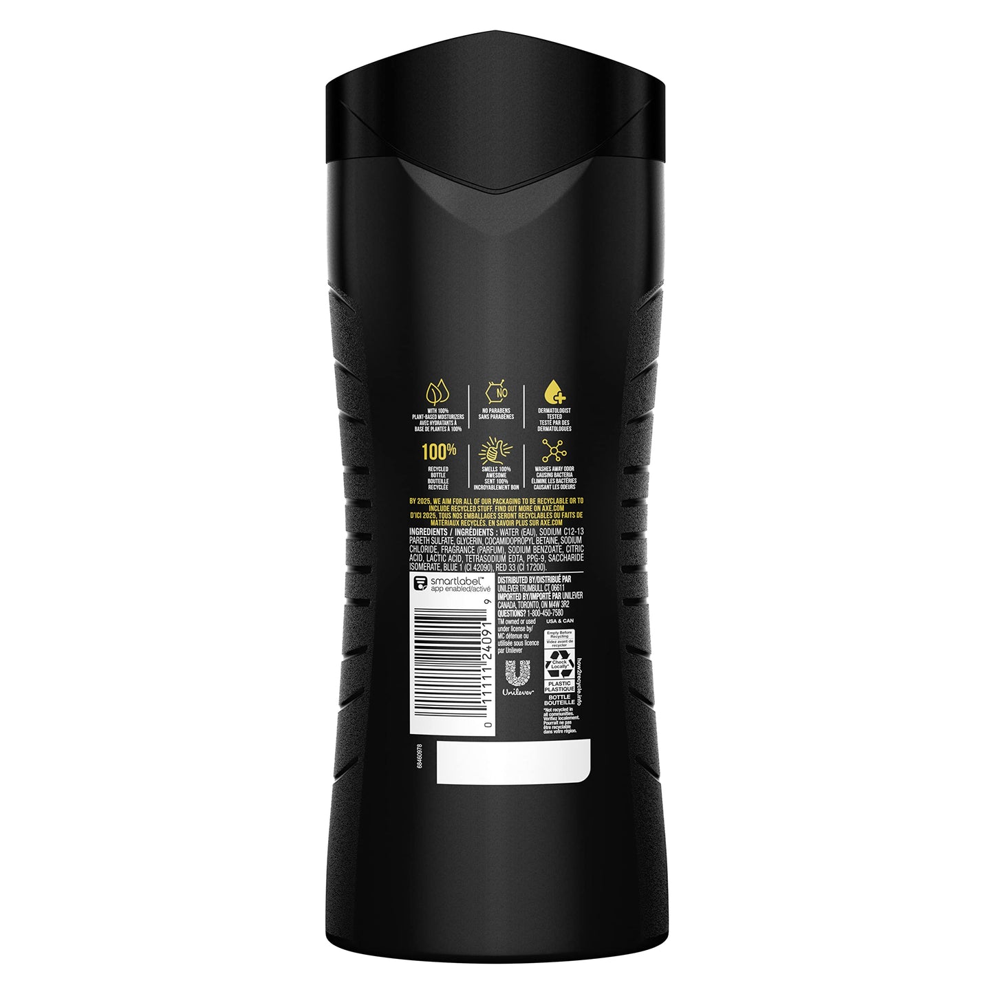 AXE Body Wash 12h Refreshing Scent Excite Crisp Coconut & Black Pepper with 100% Plant-Based Moisturizers 16 oz