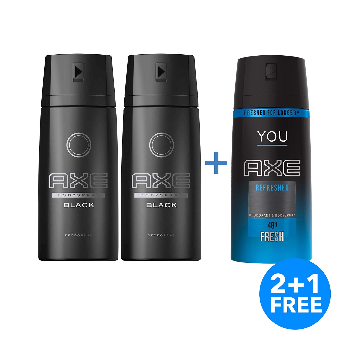 Axe Bodyspray for men Black McQueen, 150ml, 2 pieces + Axe You Refresh Bodyspray FREE