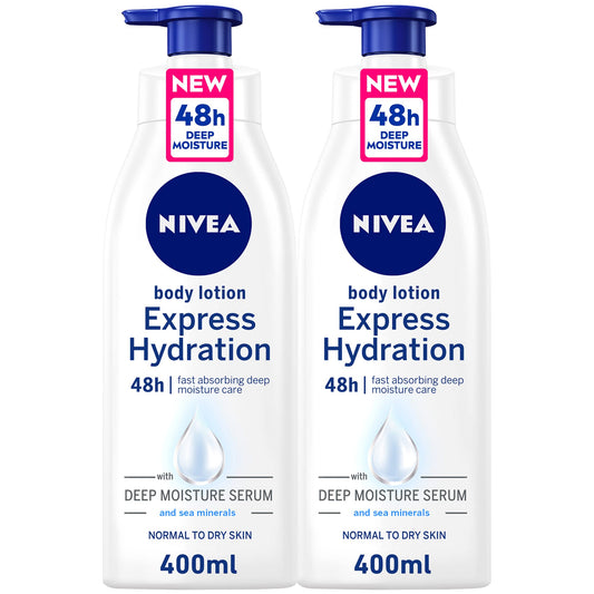 NIVEA Express Hydration Body Lotion, Sea Minerals, Normal & Dry Skin, 400Ml, Pack Of 2