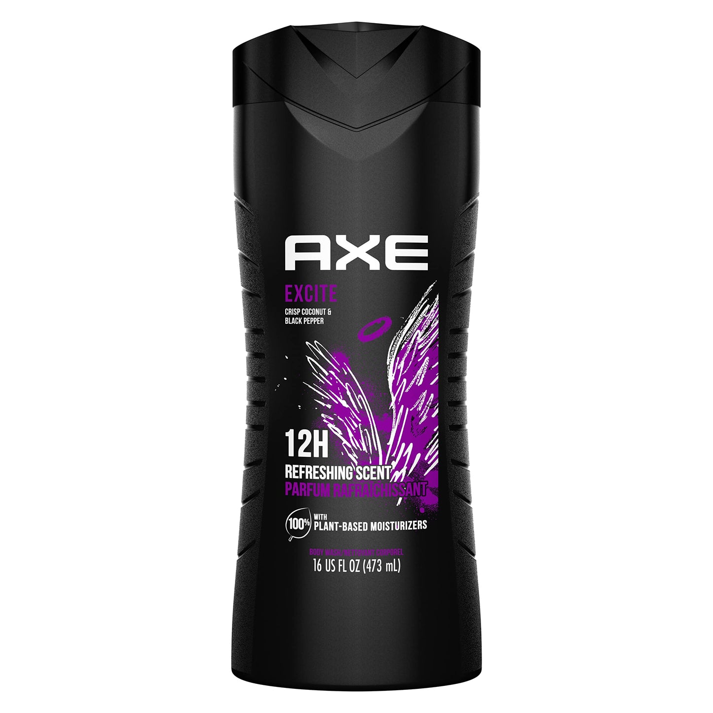 AXE Body Wash 12h Refreshing Scent Excite Crisp Coconut & Black Pepper with 100% Plant-Based Moisturizers 16 oz