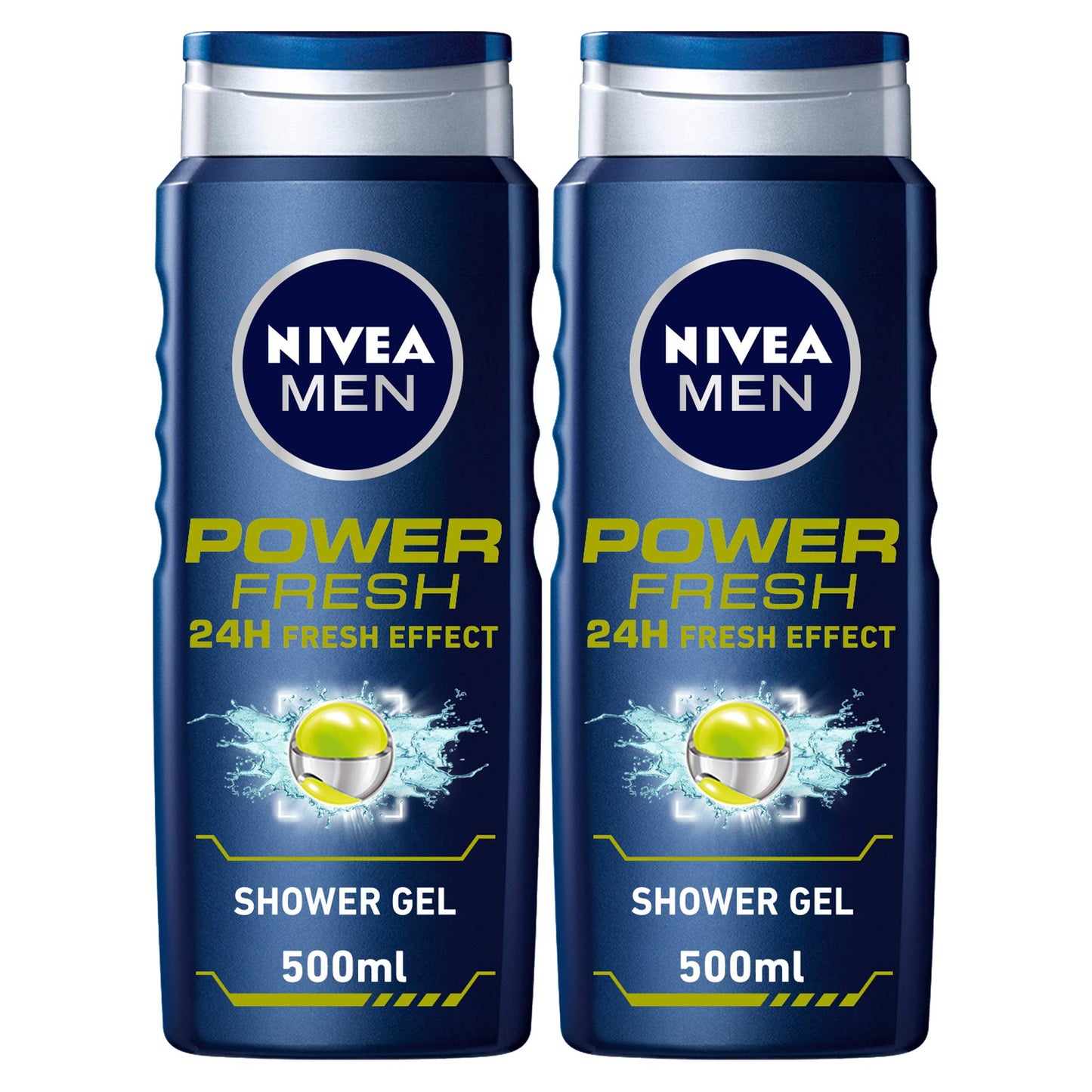 Nivea Men Power 24H Fresh Effect,Invigorating + Citrus Infusion 3In1 Shower Gel , 500ML, Pack Of 2